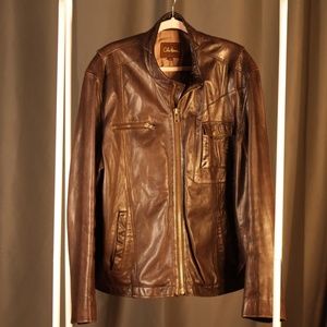 Cole Haan Mens Smooth Leather Jacket Size XXL